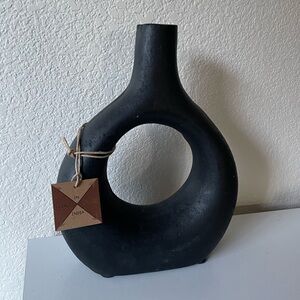 Large Black Wooden Contemporary Vase From World Market